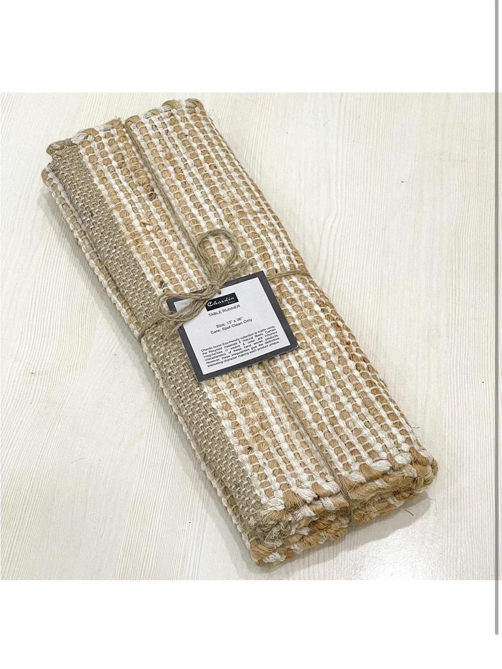 NEW Natural Jute Handwoven Table Runner– Vintage Boho Rustic Decor 13”x36”